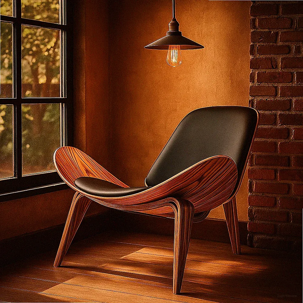 2026 Hans Wegner Shell Lounge Chair Accent Side Chair Padded Seat Retro Design