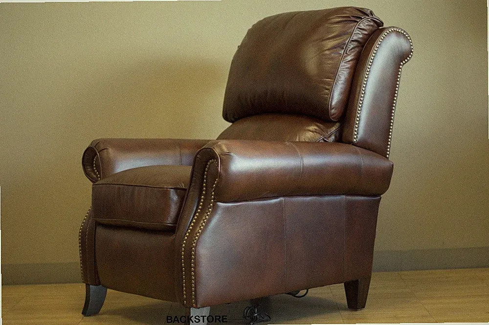 Barcalounger Churchill II Double Fudge Top Grain Leather Manual Recliner Chair