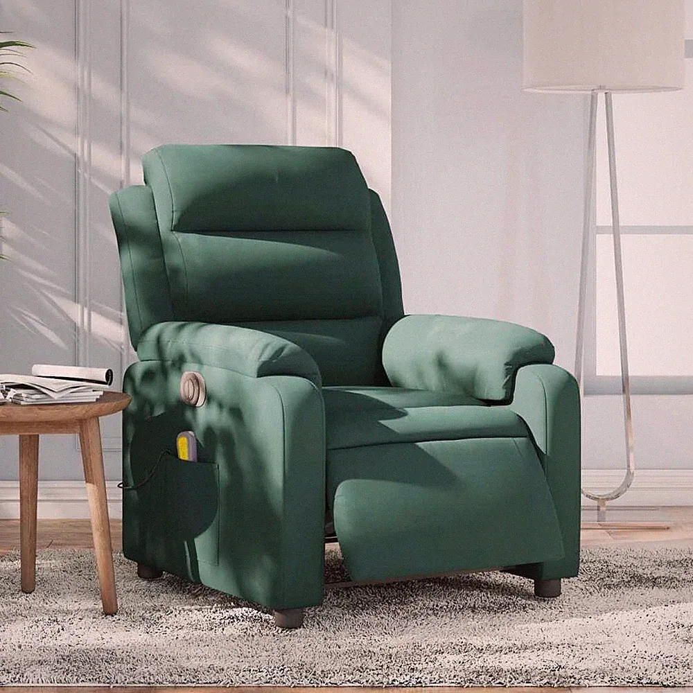 Electric Massage Recliner Chair Dark Green Velvet