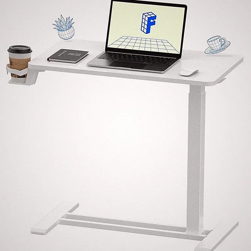 Gas Spring Pneumatic Overbed Table Adjustable Height Mobile Ergonomic Desk Tray