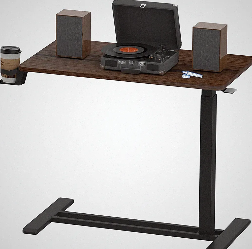 H7 Adjustable Overbed Bedside Table with Wheels Pneumatic Mobile