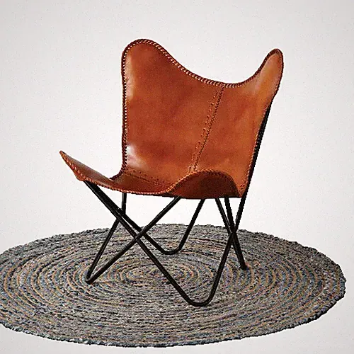 Handmade Vintage Home & Garden Lounge Accent Leather Butterfly Chair Relax Chair