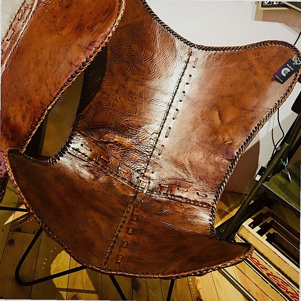 HANDMADE VINTAGE TEN BUFFALO LEATHER BUTTERFLY CHAIR RELAX ARM CHAIR