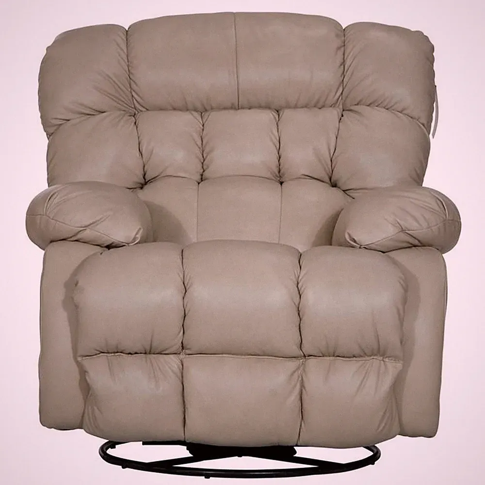 Langston Chaise Swivel Glider Recliner in Beige Italian Top Grain Leather