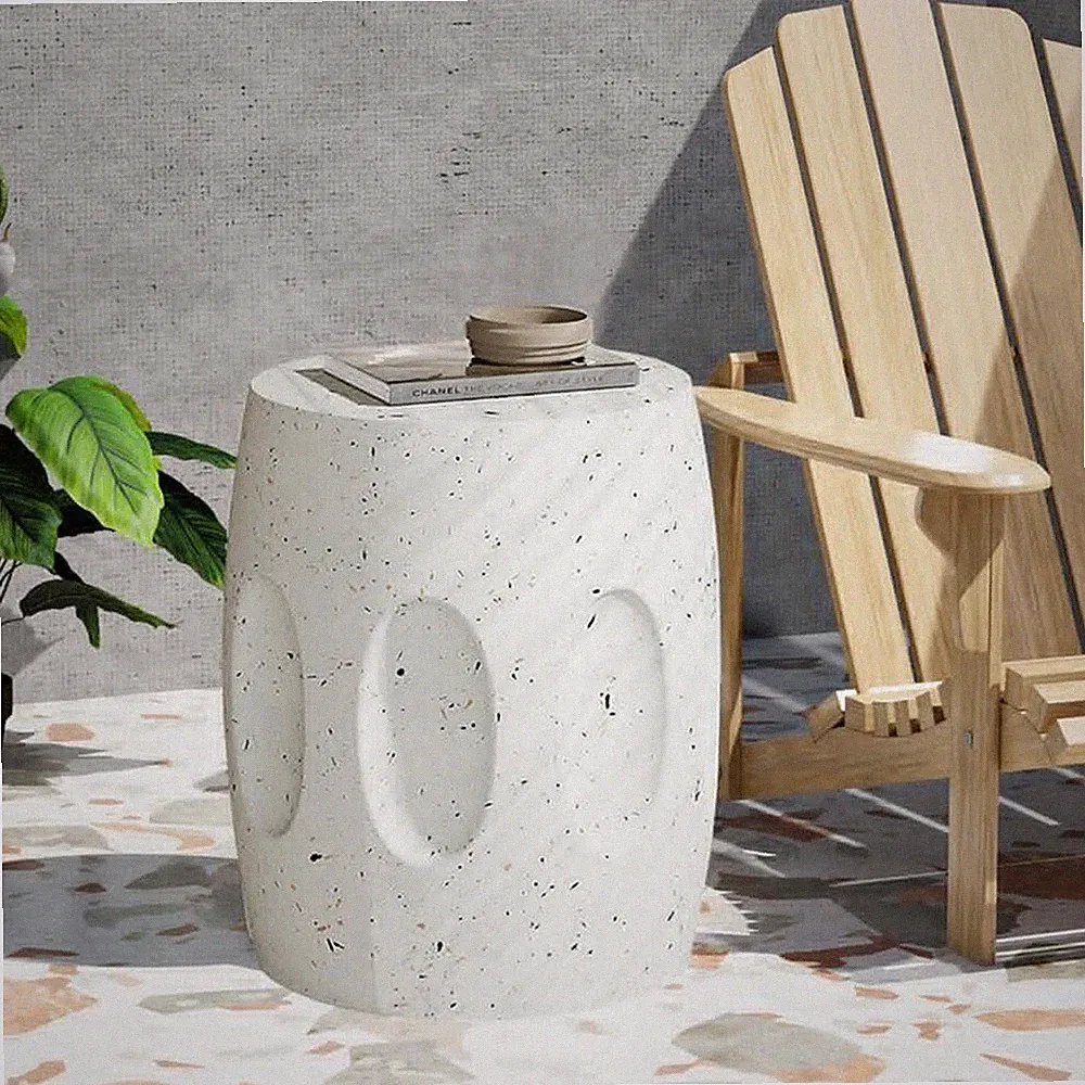 Outdoor Accent Table Side End Table for Patio Backyard Concrete Garden Stool US