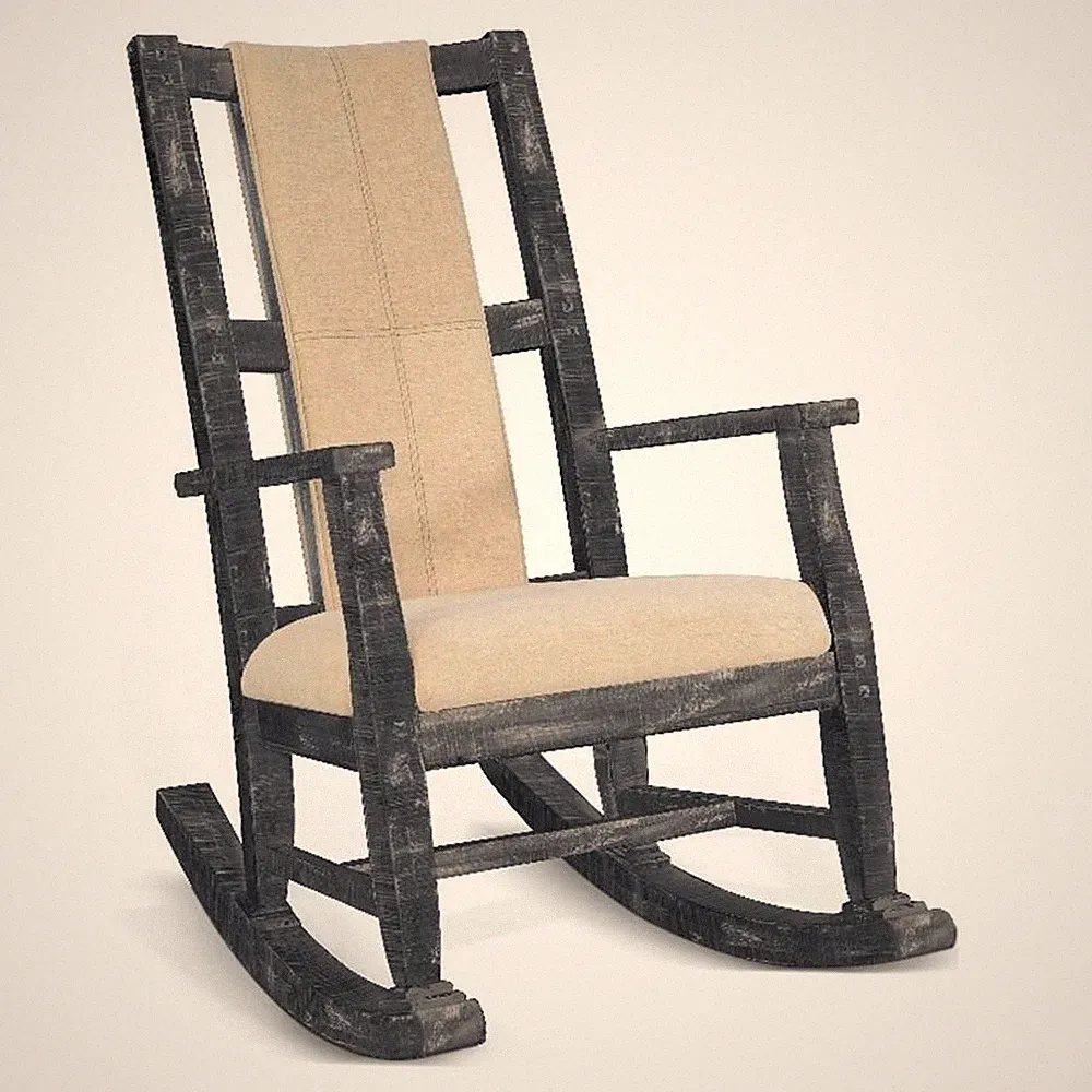 Pemberly Row Mahogany Rocking Chair with Cushion Seat & Back in Black