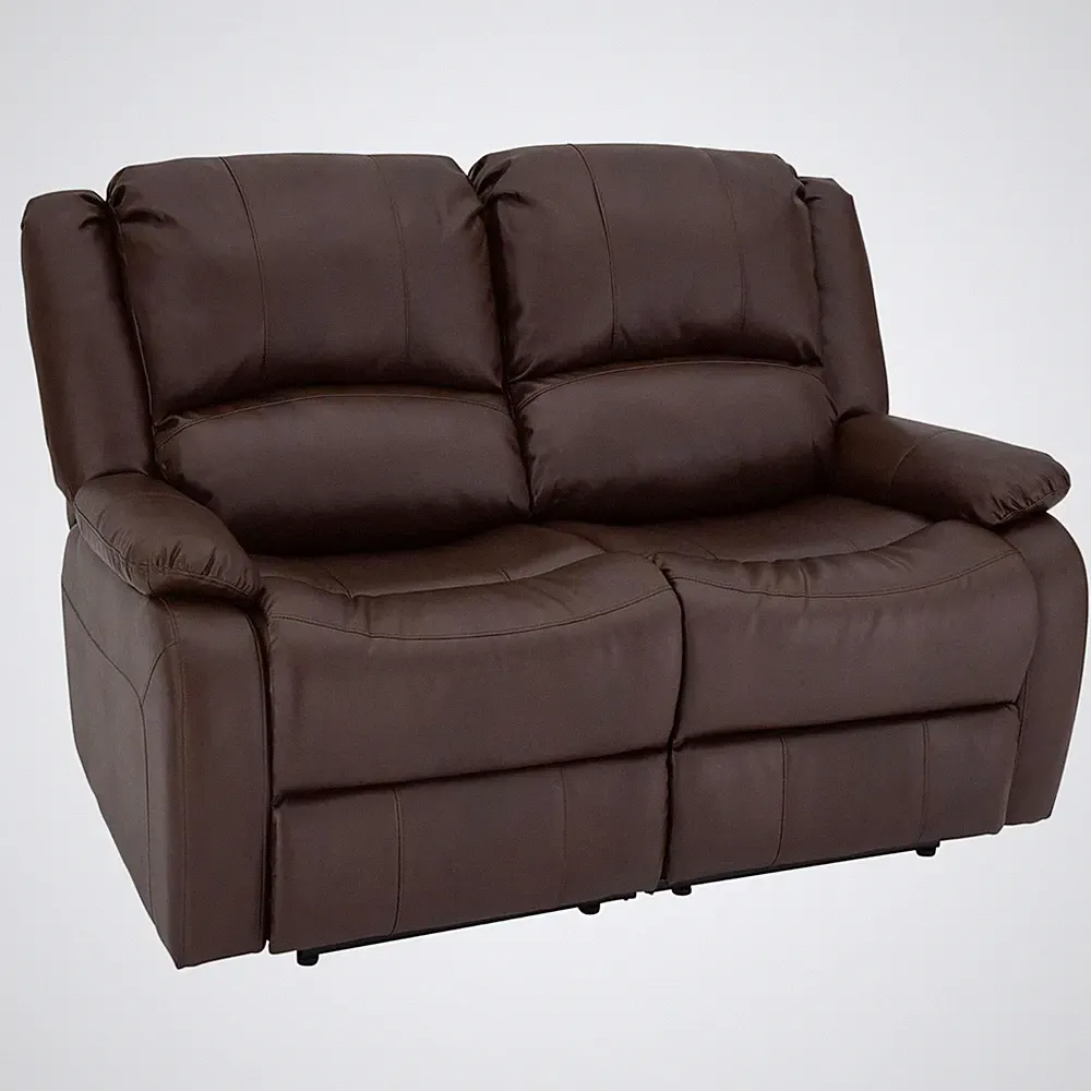 RecPro Charles 58 Inch Recliner Sofa RV Faux Leather Lounge Furniture, Mahogany