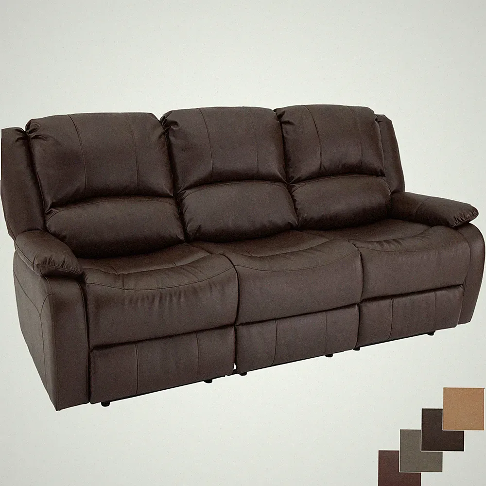 RecPro Charles 80" Triple RV Zero Wall Recliner Sofa with Drop Console Mahogany